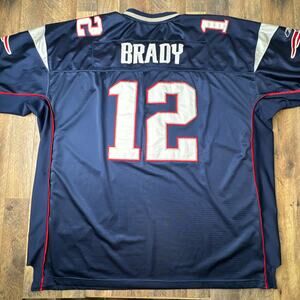 Tom Brady New England‎ Patriots Jersey Men's Size 60 Blue Stitched Vintage 6016